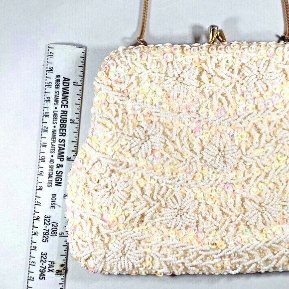 Vtg Bon Soir Beaded Evening Bag Purse Handmade Hong Kong Italian Beads - Picture 12 of 12